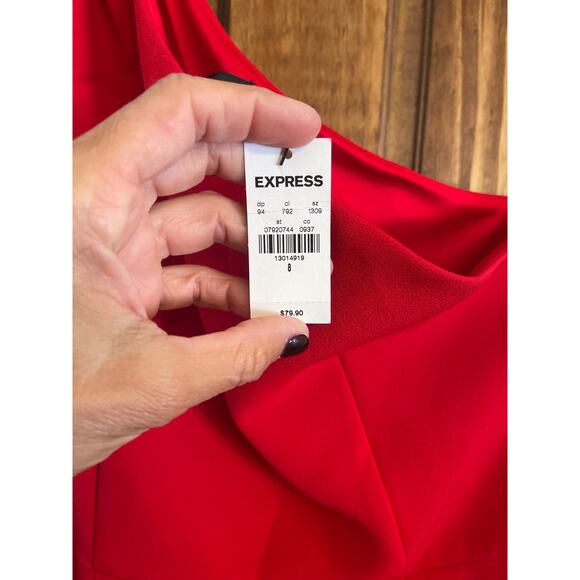 EXPRESS one shoulder side, zip red cocktail dress size 8 - Picture 4 of 6